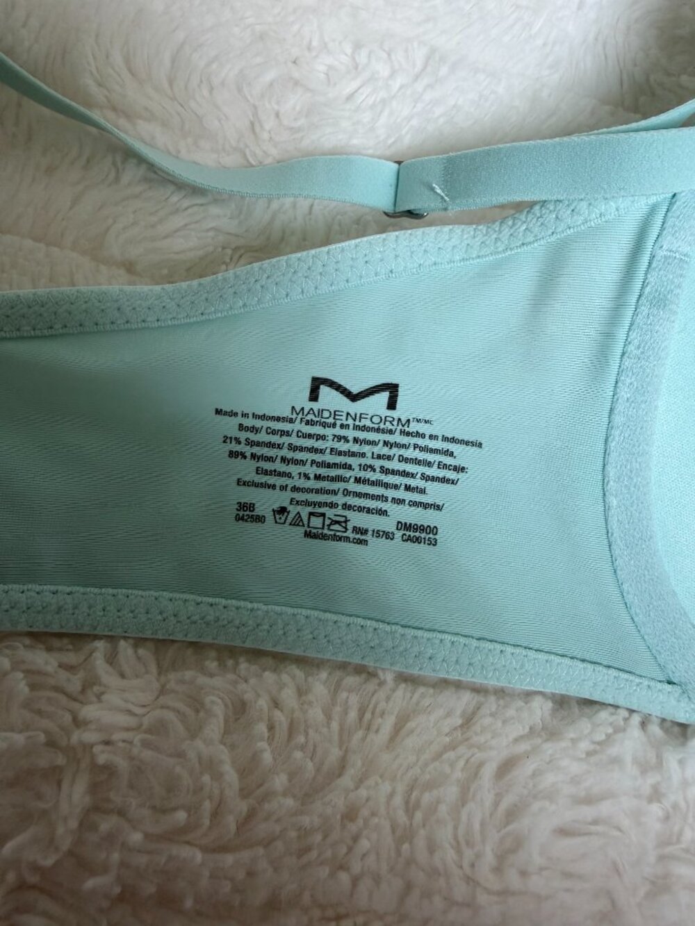 Maidenform 36B Push-Up & In Plunging Neckline Lace Bra Aqua DM9900 - Picture 8 of 12